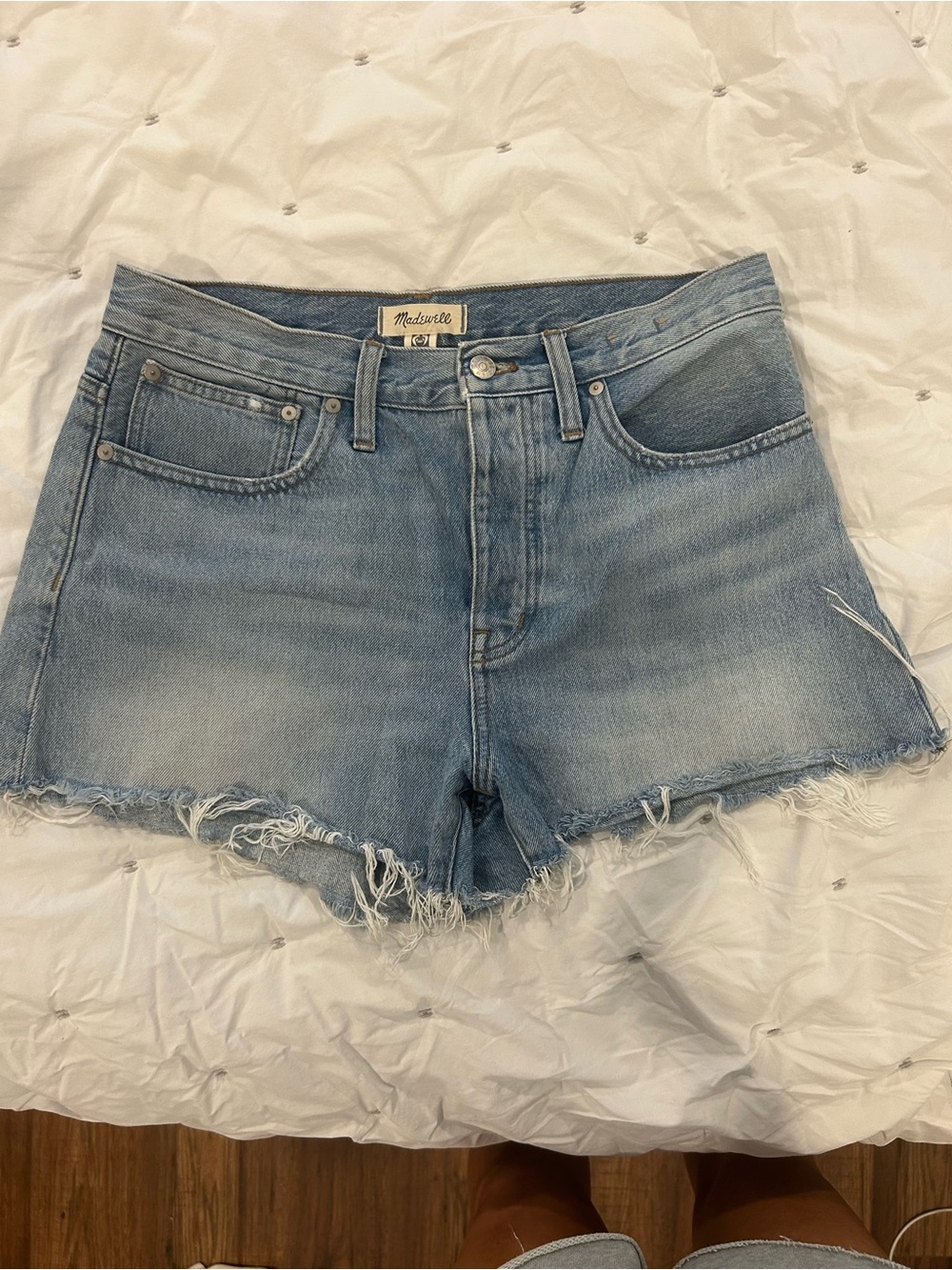 Madewell Relaxed Washed Light Blue Cutoff Denim Shorts